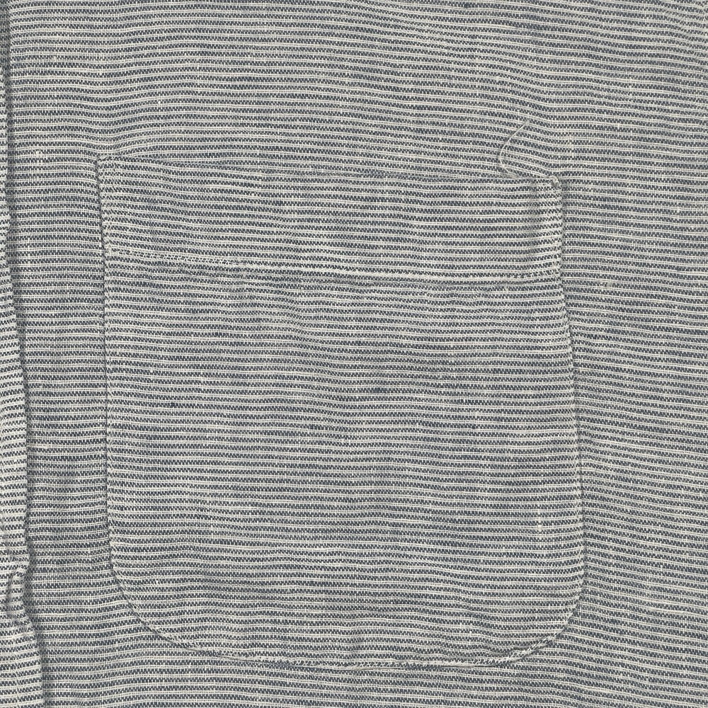 Abercrombie & Fitch Shirt Mens XL Blue Summer Linen Blend Camp Short‎ Sleeve - Picture 4 of 8